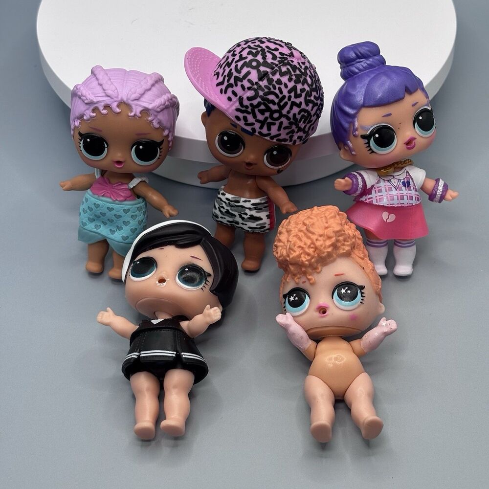 LOL Surprise 5 Mini Dolls  Merbaby, Lil Goodie, Scribbles,  Yin BB Black & Caddy